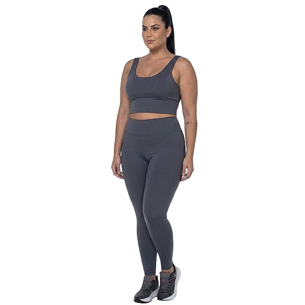 Conjunto Top e Legging Plus Size Maranello Preto ZERO AÇUCAR