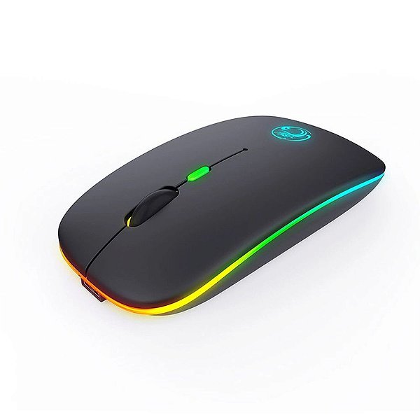 Mouse Sem Fio Recarregável Wireless Bluetooth Led Rgb 2.4ghz 1600 DPI 10 metros Computador Notebook Mac Windows