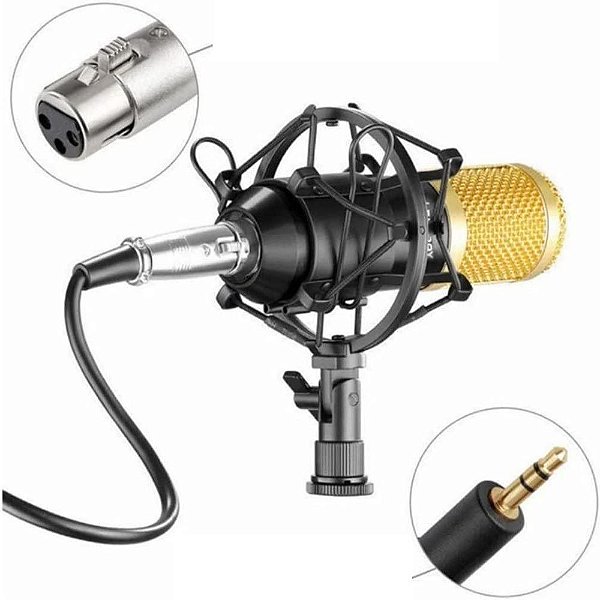 Microfone Condensador Bm800 + Pop Filter + Aranha + Braço Articulado