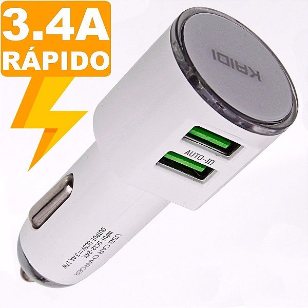 Carregador Veicular Dual USB KD-303 - Kaidi