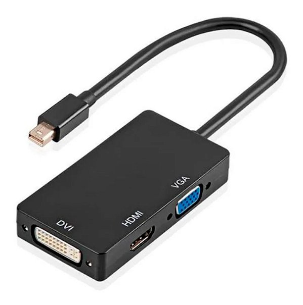 Cabo Adaptador Thunderbolt Mini DisplayPort 3x1 HDMI/DVI/VGA