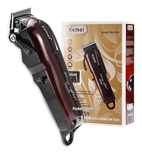 Máquina Cortar Cabelo Profissional Sem Fio Kemei Km-2600