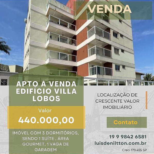 Apartamento à Venda Ed. Villa Lobos, Mogi Guaçu SP