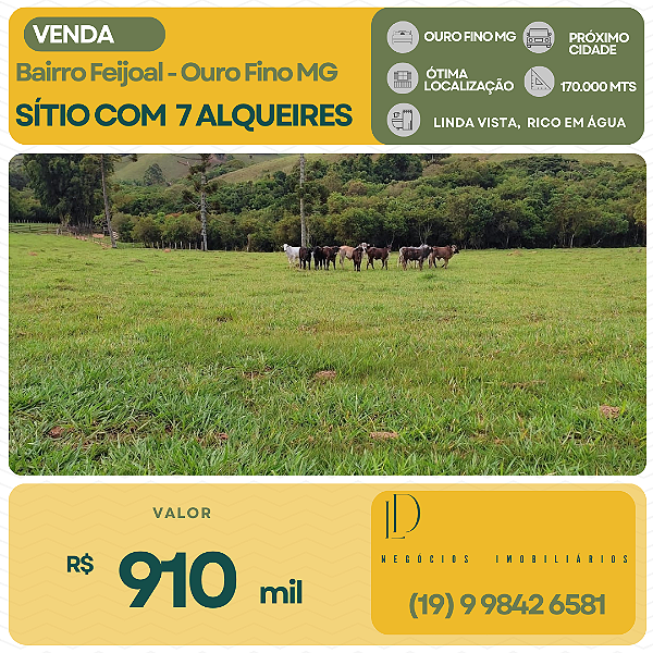 Excelênte Área Rural com 7 alqueires em Ouro Fino, Minas Gerais