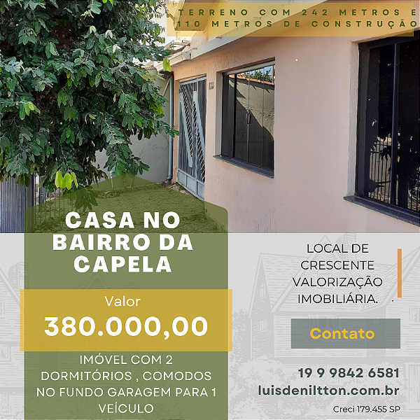 IMÓVEL PARA VENDA NO BAIRRO DA CAPELA, MOGI GUAÇU/SP