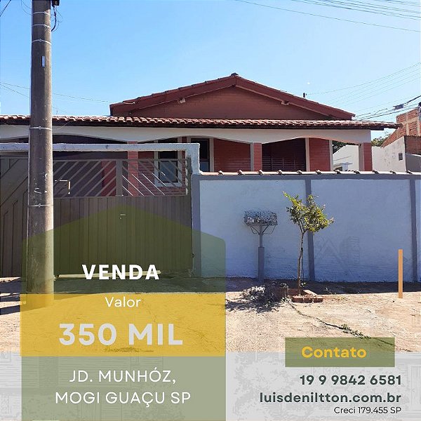 CASA À VENDA NO JARDIM MUNHÓZ, MOGI GUAÇU/SP