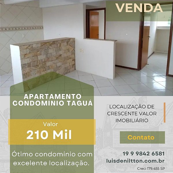 Apartamento no Condomínio Taguá em Mogi Guaçu SP