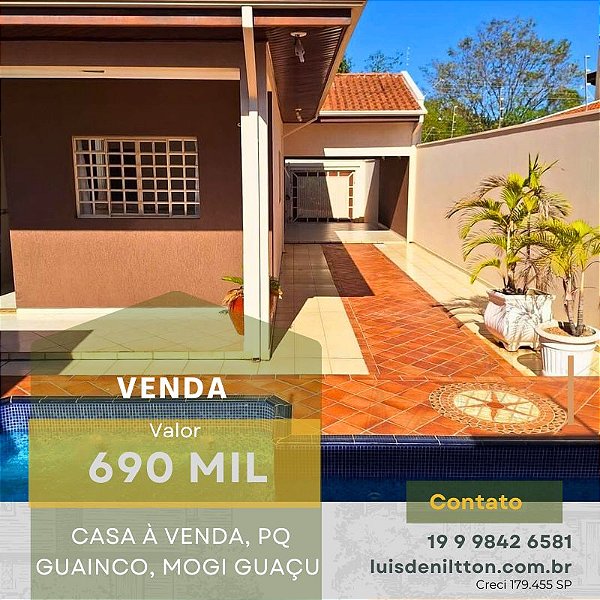 CASA À VENDA, PQ GUAINCO, MOGI GUAÇU SP