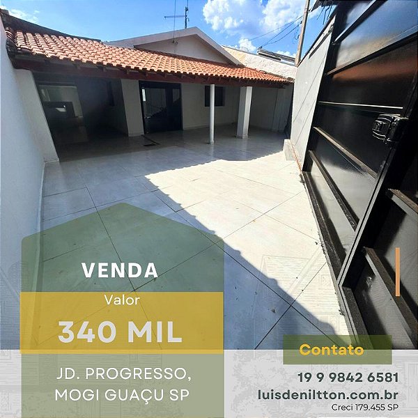 CASA À VENDA, JD PROGRESSO, MOGI GUAÇU SP
