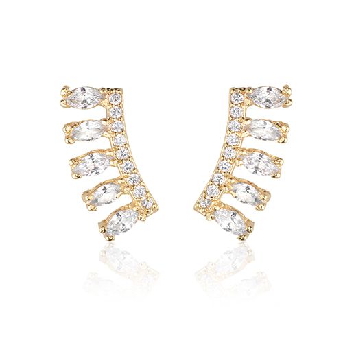 Brinco Semijoia Ear Cuff em pedras de zirconias cristal
