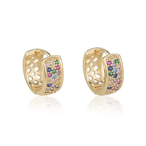 Brinco Argola Semijoia Microzirconia Multicor