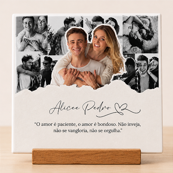 Azulejo Namorados personalizado com Foto e Nome