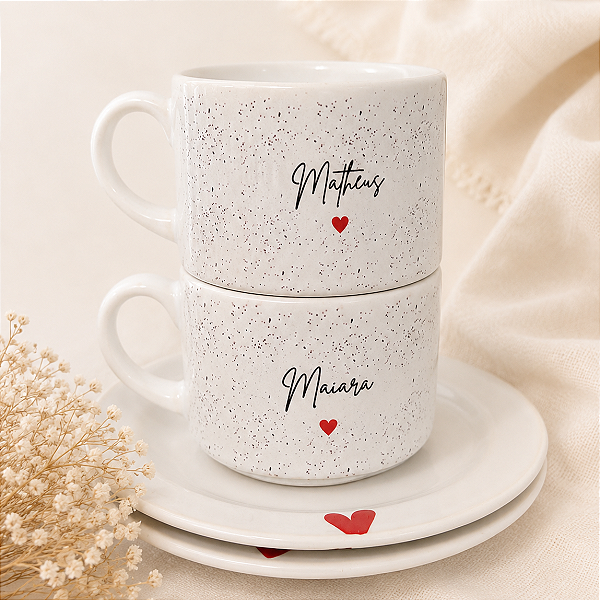 Xícara Casal Personalizada com Pires 180ml