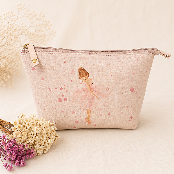 Necessaire Bailarina em linho personalize com Nome