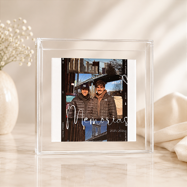 Azulejo personalizado com Moldura Acrílico com Foto e Nome 15x15cm (o azulejo)