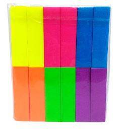 NE1038 - Lixa de unha bloco de polir colorida atacado – Pacote com 12 unidades (Atacado)