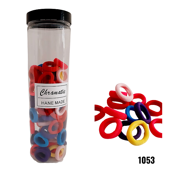 NE1053 - 1053 tubão de elásticos de cabelo meia tons coloridos 100 pcs por kit / 2,5cm com atacado – Pacote com 12 unidades (Atacado)