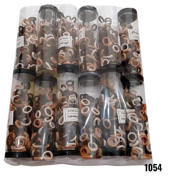 NE1054 - 1054 tubão de elásticos de cabelo meia tons nude 100 pcs por kit / 2,5cm com atacado – Pacote com 12 unidades (Atacado)