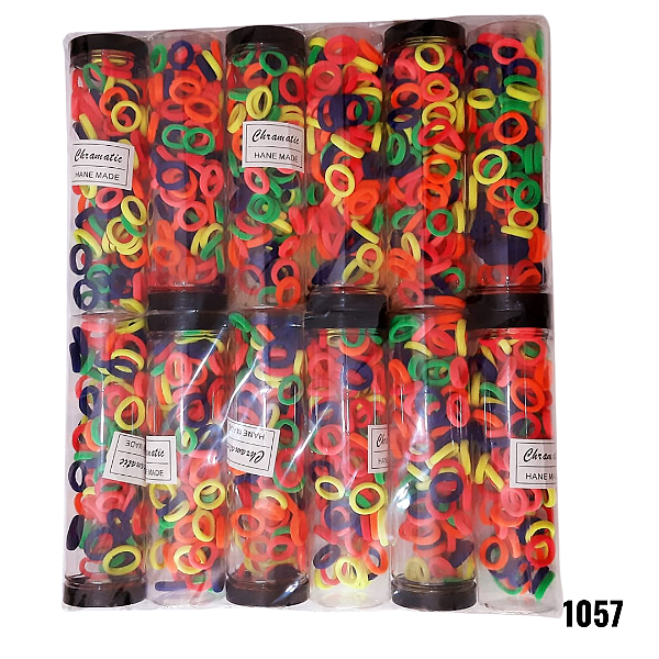 NE1057 - Tubão de elásticos de cabelo meia tons coloridos pcs por kit / 2,5cm com atacado – Pacote com 12 unidades (Atacado)