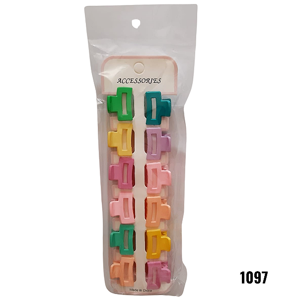 NE1097 - Presilha de cabelo 12 presilhas por cartela atacado 1097 – Pacote com 12 unidades (Atacado)
