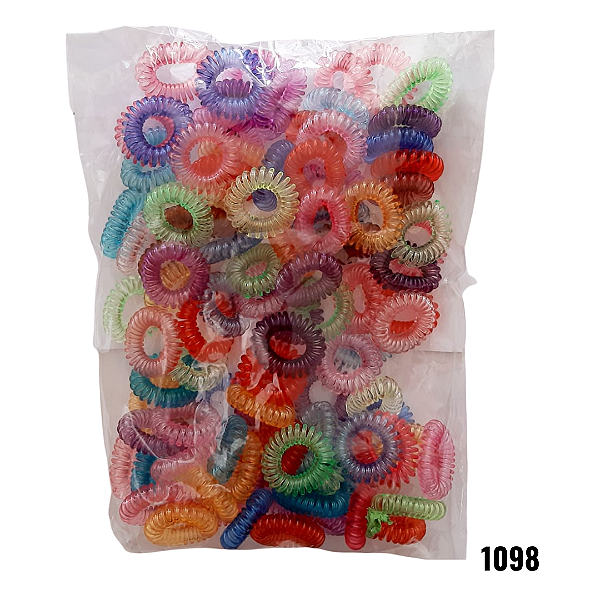 NE1098 100 elasticos de cabelo fio de telefone 3,5 cm colorido 1098 – UNITARIO (Atacado)