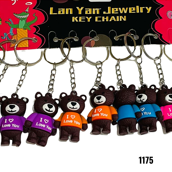 NE1175 - Chaveiros ursinho por kit atacado 1175 – Pacote com 12 unidades (Atacado)