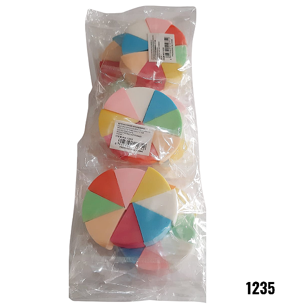 NE1235 - Esponja de maquiagem pó puff em triangular (6 unid) –  (Atacado)