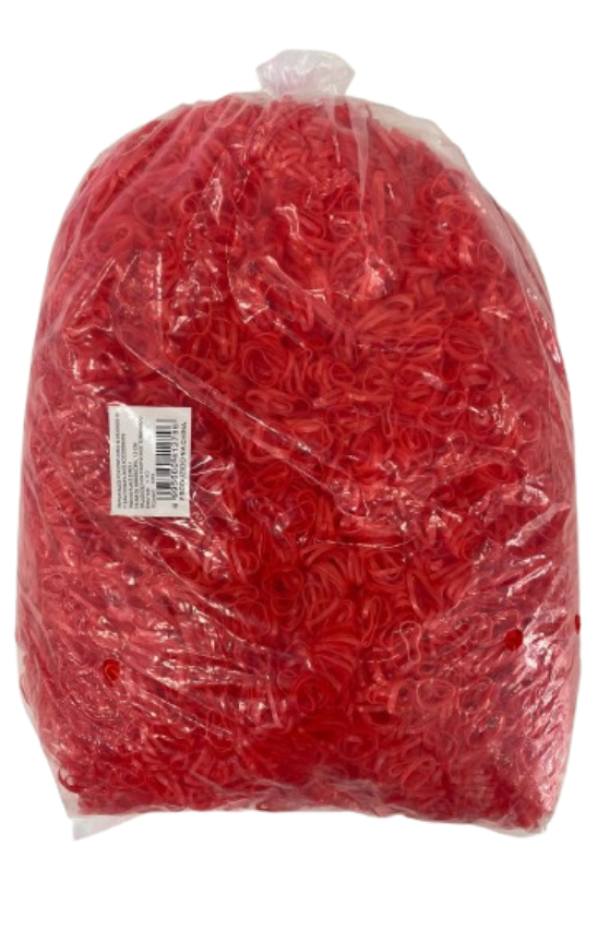 NE1279 - 1279 liguinhas de cabelo vermelho silicone 1,5 cm pct 1 kg fino - UNITARIO (Atacado)