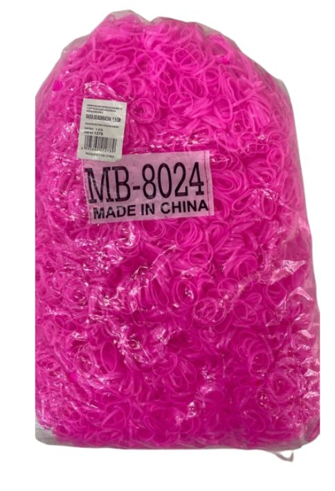 NE1278 - 1278 liguinhas de cabelo silicone rosa 1,5 cm pct 1 kg fino - UNITARIO (Atacado)