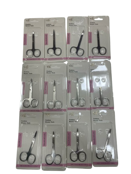 NE10319 - 10319 tesoura ponta fina de aço inoxidável blister 8.7 cm – Pacote com 12 unidades (Atacado)