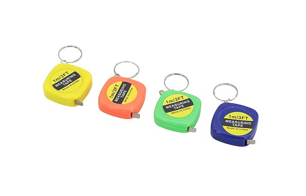 NE10255 - 10255 chaveiro trena silicone + ferro 1metro, 3.5 cm – Pacote com 12 unidades (Atacado)