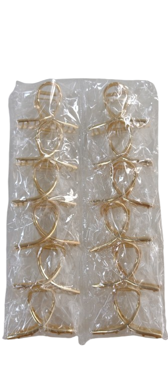 NE10186 - 10186 piranha de cabelo de liga + ferro, 8 * 5 cm – Pacote com 12 unidades (Atacado)