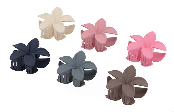 NE10047 - 10047 piranha de cabelo flor plástico+ ferro, 8 cm – Pacote com 12 unidades (Atacado)