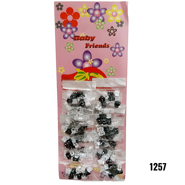 NE1257 - 1257 mini piranha branca e preta – Pacote com 12 unidades (Atacado)