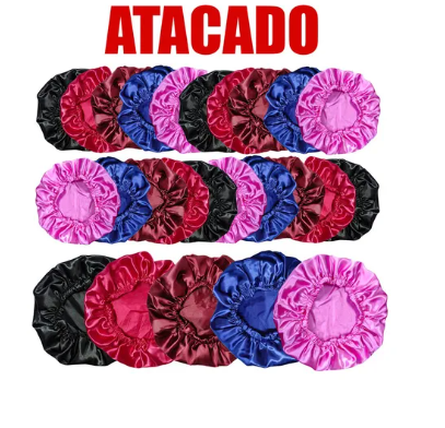 TOUCA DE CETIM ATACADO COM ACABAMENTO - DUZIA SORTIDA - TAMANHO UNICO