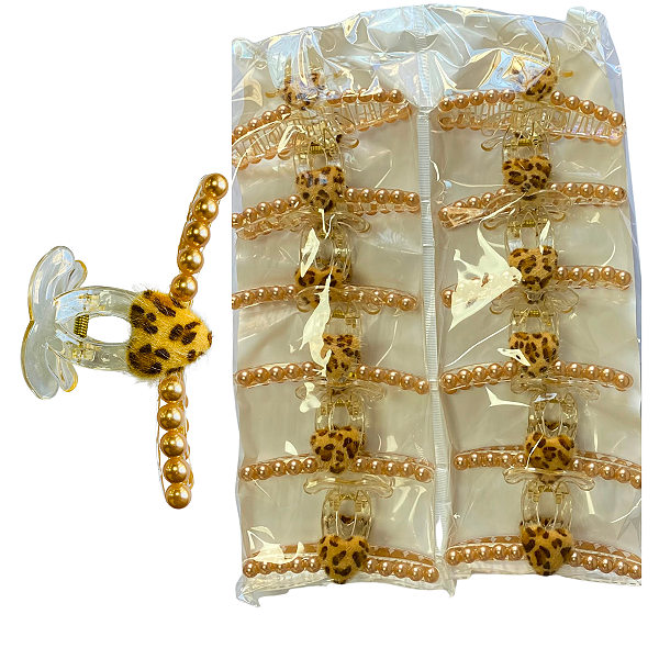 BTF-037 PIRANHA DE CABELO MEIA LUA PEROLADA/CORAÇÃO 11 CM - DUZIA