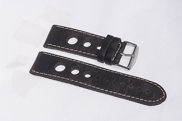 PULSEIRA DE COURO SELVAGEM VAZADO MARROM  COD. 35