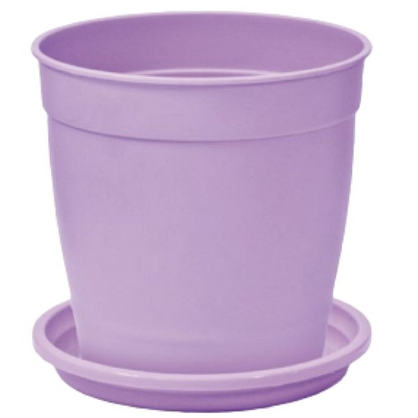 Vaso Cachepot Redondo Aquarela Pequeno 1,5 sem Prato Lilas Claro