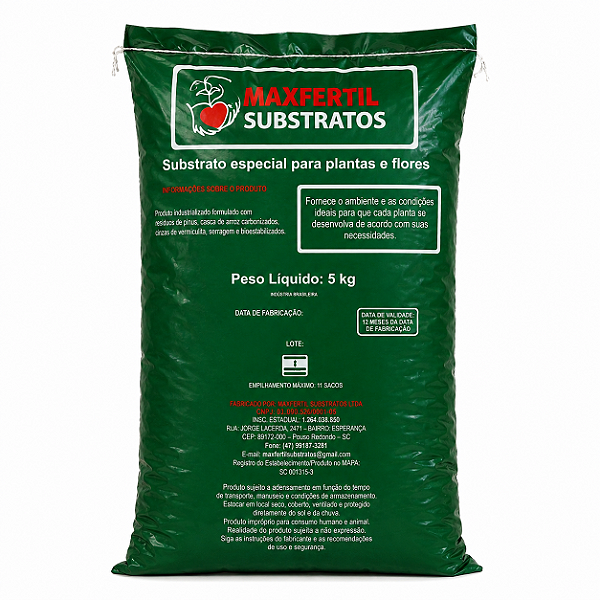 Substrato Maxfertil 5Kg para Plantas, Flores, Hortas e Frutíferas