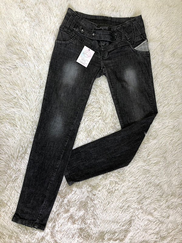 Calça Jeans com Detalhe Xadrez no Bolso TAM  42