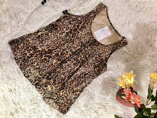 Blusa em Malha Animal Print - TAM - M