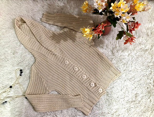 Blusa Tricô com Capuz - TAM - M