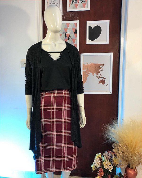 Cardigan em Malha Chumbo