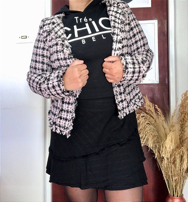 Casaco Xadrez Detalhes Desfiado M