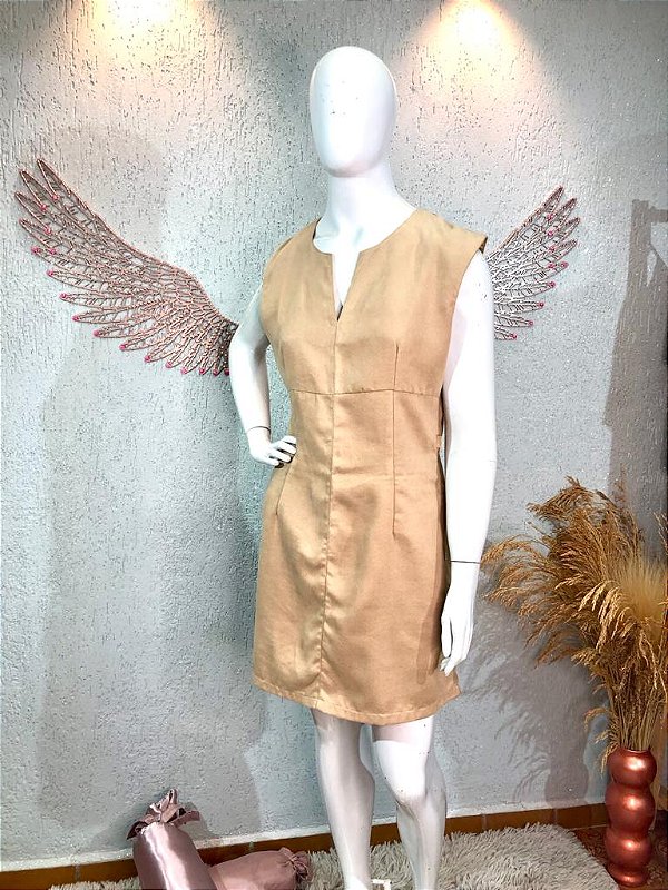 Vestido Tubinho em Suede Bege - TAM. G