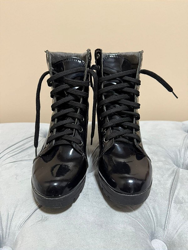 Coturno Feminino Tratorado Bota Macia Salto Alto 9 Cm - 37