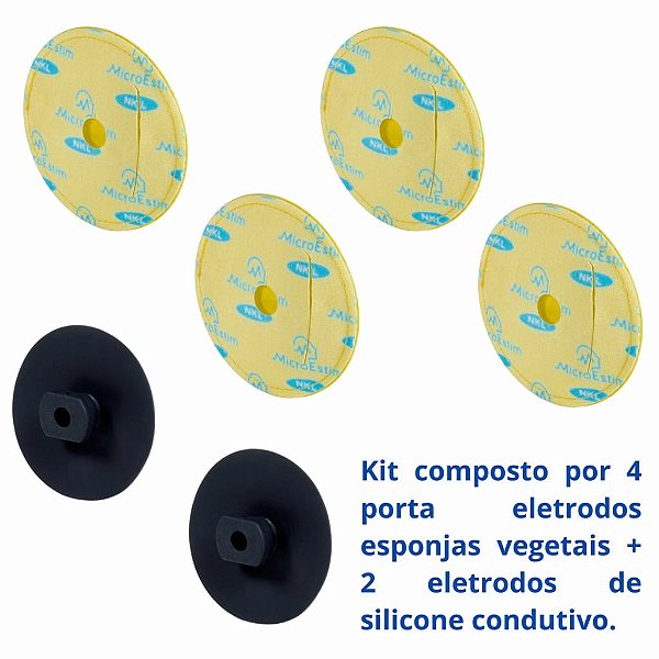 Kit 4 eletrodos esponjas NKL + 2 eletrodos de silicone condutivo