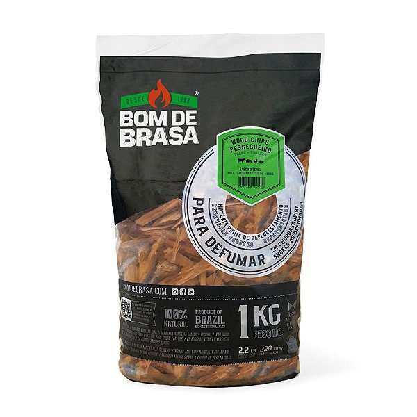 Wood Chips - Lascas para Defumação Bom de Brasa - Pessegueiro 1 kg.