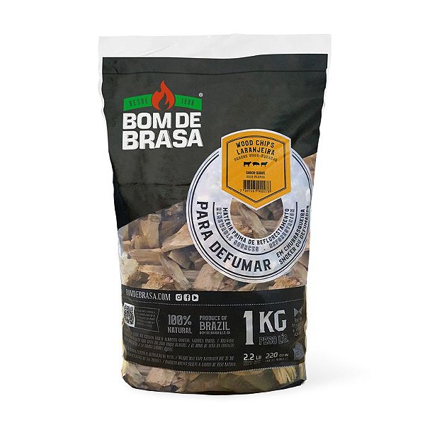 Wood Chips - Lascas para Defumação Bom de Brasa - Laranjeira 1 kg.