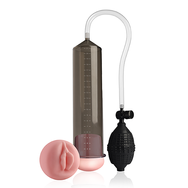 Bomba Peniana de Sucção Com Vagina Realista em Cyberskin - Mr Big (Fumê)